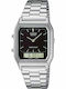 Casio Vintage Edgy Men's Watch 29.8mm Battery with Silver Metal Bracelet
