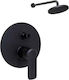 Interflex Chiara Flat Built-In Showerhead Set with 2 Exits Black