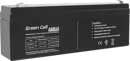 Green Cell Μπαταρία UPS με Χωρητικότητα 2.3Ah και Τάση 12V AGM18 1τμχ