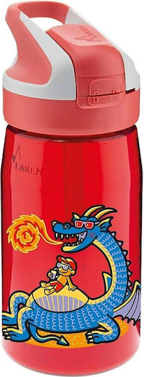 Laken Παιδικό Παγούρι Dragon Πλαστικό με Καλαμάκι Non Spill Κόκκινο 450ml