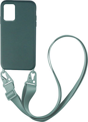 Sonique Carryhang Liquid Strap Back Cover Silicone 0.5mm with Strap Dark Green (Galaxy A51)