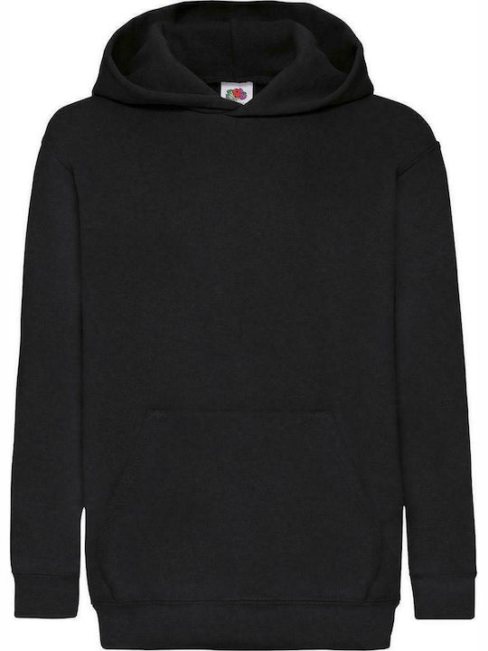 Fruit of the Loom Kids Sweatshirt with Hood and Pockets Black Kids` Classic Hooded Sweat