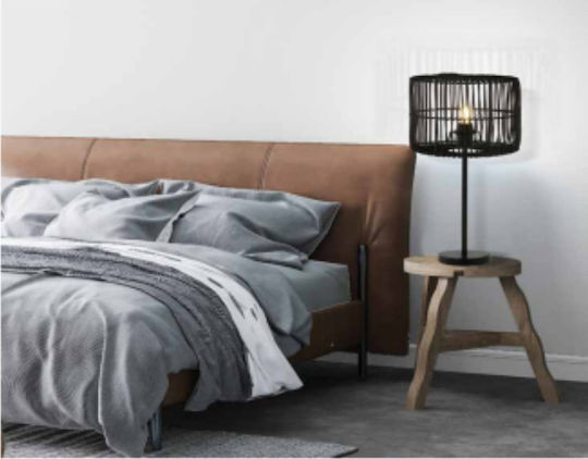 Zambelis Lights Table Lamp for Socket E27 with Black Shade and Base