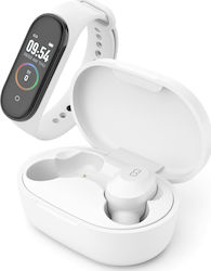 Ledwood Kepler + Tracker In-ear Bluetooth Handsfree Ακουστικά με Αντοχή στον Ιδρώτα και Θήκη Φόρτισης Λευκά