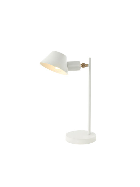 Zambelis Lights Μεταλλικό Πορτατίφ για Ντουί E27 με Λευκό Καπέλο και Βάση