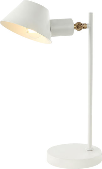 Zambelis Lights Metal Table Lamp for Socket E27 with White Shade and Base