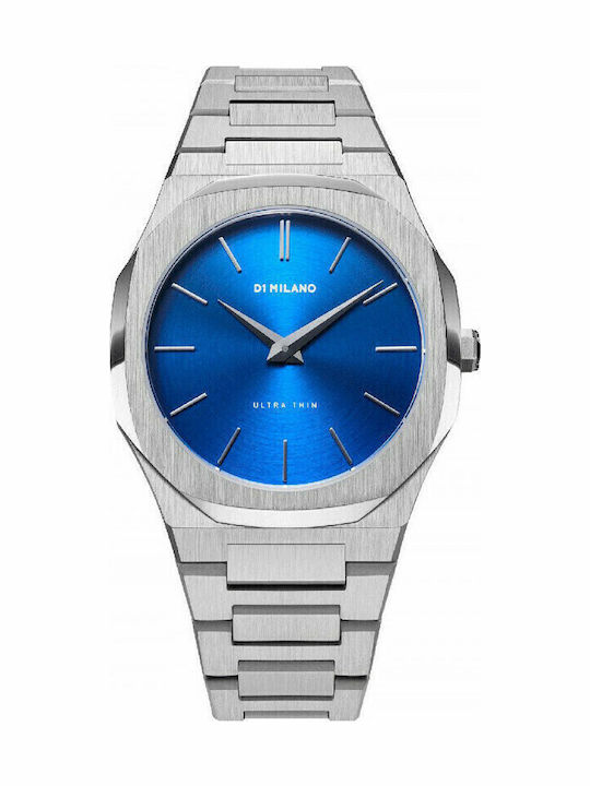 D1 Milano Ultra Thin Men's Watch 40mm Battery with Silver Metal Bracelet