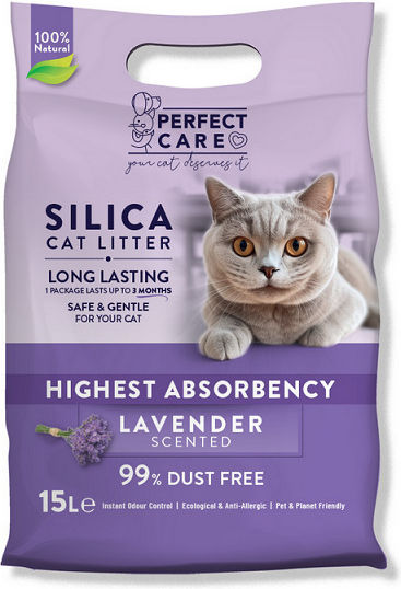 Perfect Care Silica Crystal Cat Litter with Scent Lavender 15lt