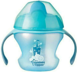 Tommee Tippee First Trainer Cup Castle Εκπαιδευτικό Μπιμπερό Πλαστικό με Λαβές Γαλάζιο για 4m+ 150ml