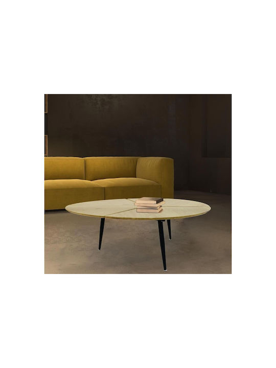 Oval Zentral Kaffeetisch Holz Beige M112xT74xH41cm