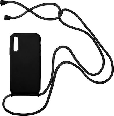 Sonique Carryhang Back Cover Silicone 0.5mm with Strap Black (Galaxy A70)