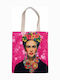 Synchronia Frida Kahlo Cotton Shopping Bag in Fuchsia color