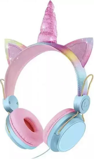 Unicorn AH-808 Ασύρματα Bluetooth On Ear Ακουστικά Μπλε