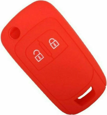 Silicone Car Key Cover Case with 2 Buttons for Opel Red