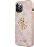 Guess 4G Metal Logo Back Cover Συνθετική Ροζ (iPhone 12 / 12 Pro)