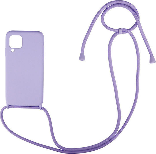 Sonique Carryhang Liquid Strap Umschlag Rückseite Silikon 0.5mm mit Band Flieder (Galaxy A12)