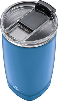 Smile Glass Thermos Stainless Steel Blue 350ml with Mouthpiece STT-14/6