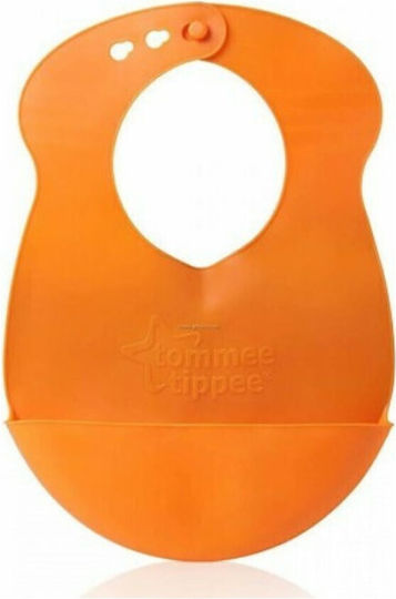 Tommee Tippee Roll N' Go Wasserdicht Lätzchen Silikon mit Taste & Tasche Orange