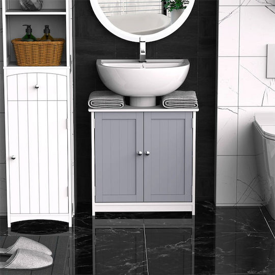 Kleankin 834-279 Πάγκος χωρίς Νιπτήρα Ματ Λάκα Μ60xΒ30xΥ60cm Λευκός
