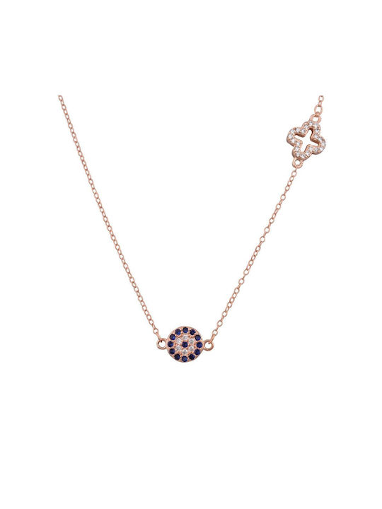 Rose gold plated necklace with cross and chain Slevori code 0031.R