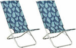 vidaXL Small Chair Beach with High Back Blue Set of 2pcs