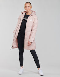 Nike Therma Fit Repel Women's Long Puffer Jacket for Winter with Hood Pink