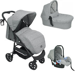 Kikka Boo Selina Adjustable 3 in 1 Baby Stroller Suitable for Newborn Light Grey