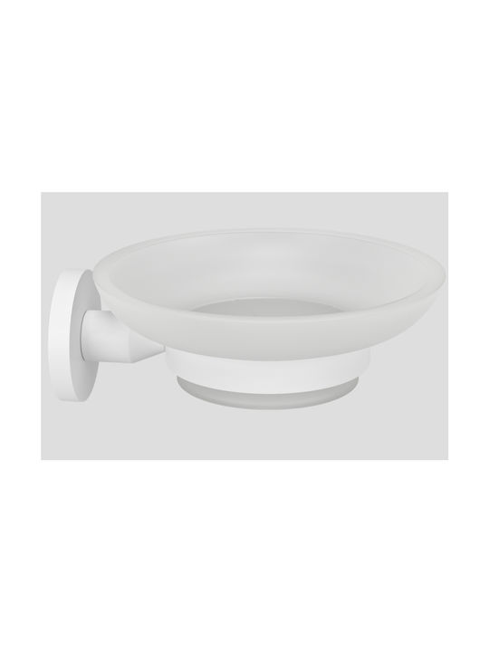 Verdi Omicron Glass Soap Dish Wall Mounted Whit...