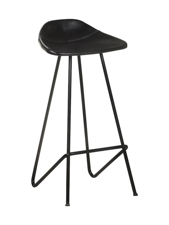 Stool Bar Leather Black 2pcs 45x39x83cm