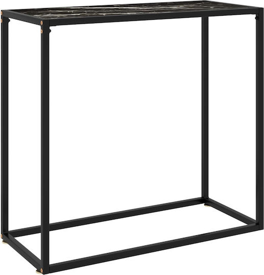 Console Table Metal with Glass Surface Μαύρη L80xW35xH75cm