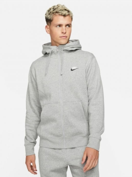 Nike Sportswear Club Ζακέτα με Κουκούλα Γκρι