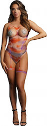 Le Désir Open-cup Tie Dye Strappy Teddy & Dazzling Nipple Sexy Lingerie Set Multicolour
