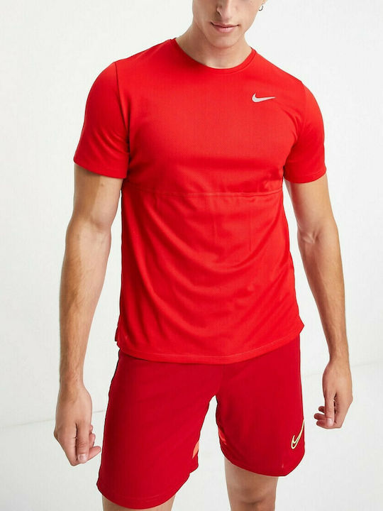 Nike Herren Sport T-Shirt Kurzarm Dri-Fit Rot