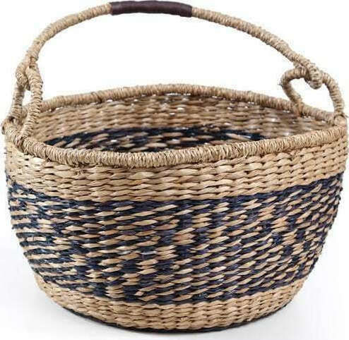 Soulworks Herbal Decorative Basket Wicker with Handles Black-Natural 25x25x16cm