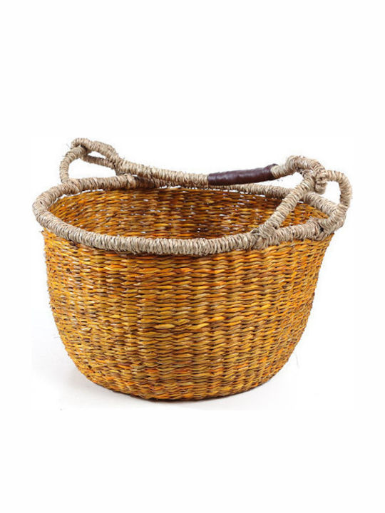 Wicker Decorative Basket Terra Κίτρινο 30x30x18εκ. Soulworks