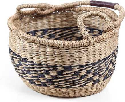 Soulworks Herbal Decorative Basket Wicker with Handles Black-Natural 30x30x18cm