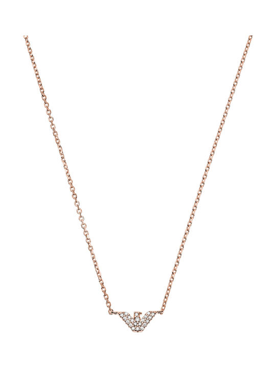 Emporio Armani Necklace from Pink Gold Plated Silver with Zircon