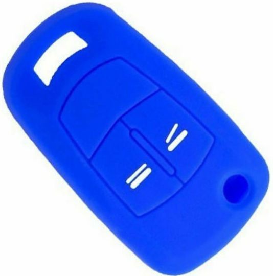 Silicone Car Key Cover Case with 2 Buttons for Opel Blue