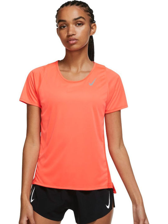 Nike Women's T-shirt Dri-Fit with Mesh Orange