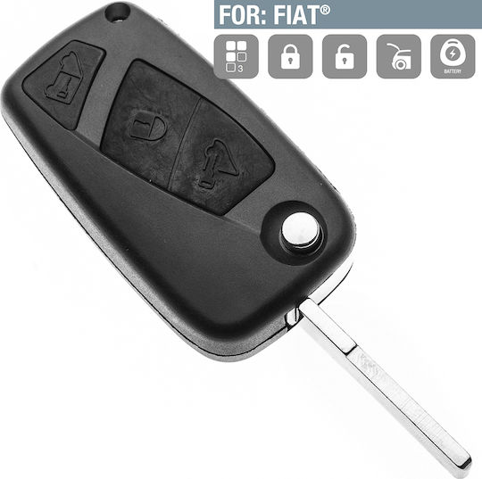 Silca Foldable Car Key Shell with Blade with 3 Buttons for Fiat Empty