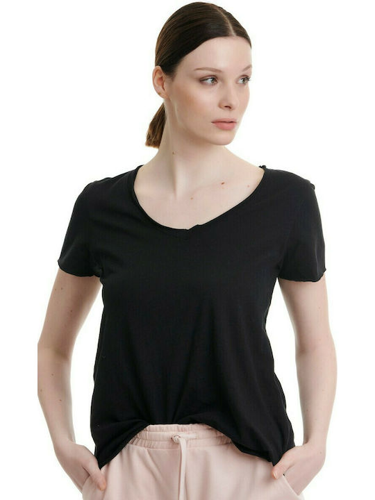 BodyTalk 1211-901628 Damen T-shirt mit V-Ausschnitt Schwarz