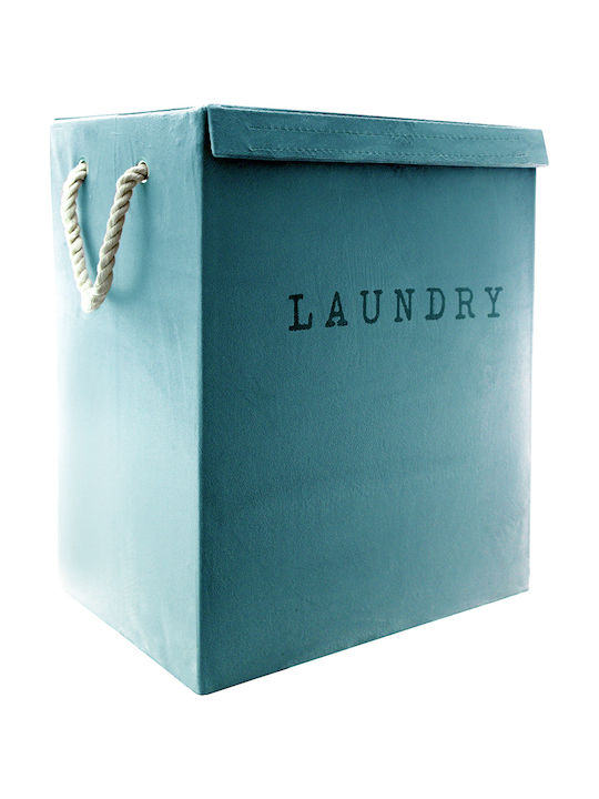 Chios Hellas Velvet 31545 Collapsible Fabric Laundry Basket with Lid 40x30x50cm Turquoise