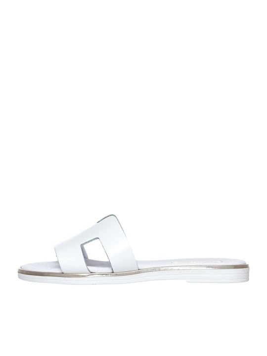 2044 Leather Women's Flat Sandals in White Color