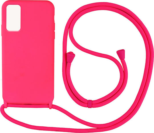 Sonique Carryhang Umschlag Rückseite Silikon 0.5mm mit Band Fuchsie (Redmi Note 10 5G / Poco M3 Pro)