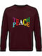 Unisex Sweatshirt, Organic "Teach Peace", Burgundy