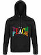 Unisex Hoodie, Organic "Teach Peace", Black