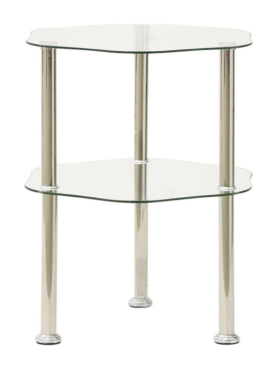 Oval Glass Side Table Ασημί L38xW38xH50cm