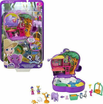 Mattel Миниатюрна Играчка Polly Pocket Elephant Adventure Compact Polly Pocket за 4+ Години (Различни дизайни) 1 бр GTN22