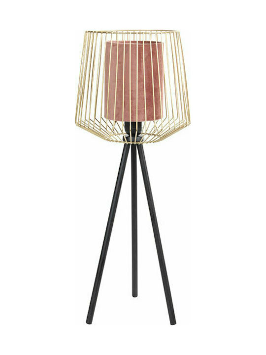 Keskor Metal Table Lamp for Socket E27 with Pink Shade and Black Base