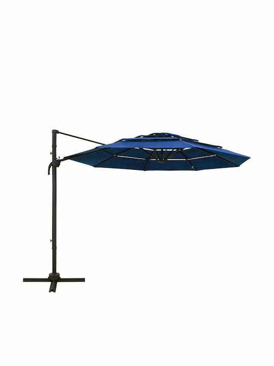 Hanging Circular Aluminum Parasol Azur Blue Dia...